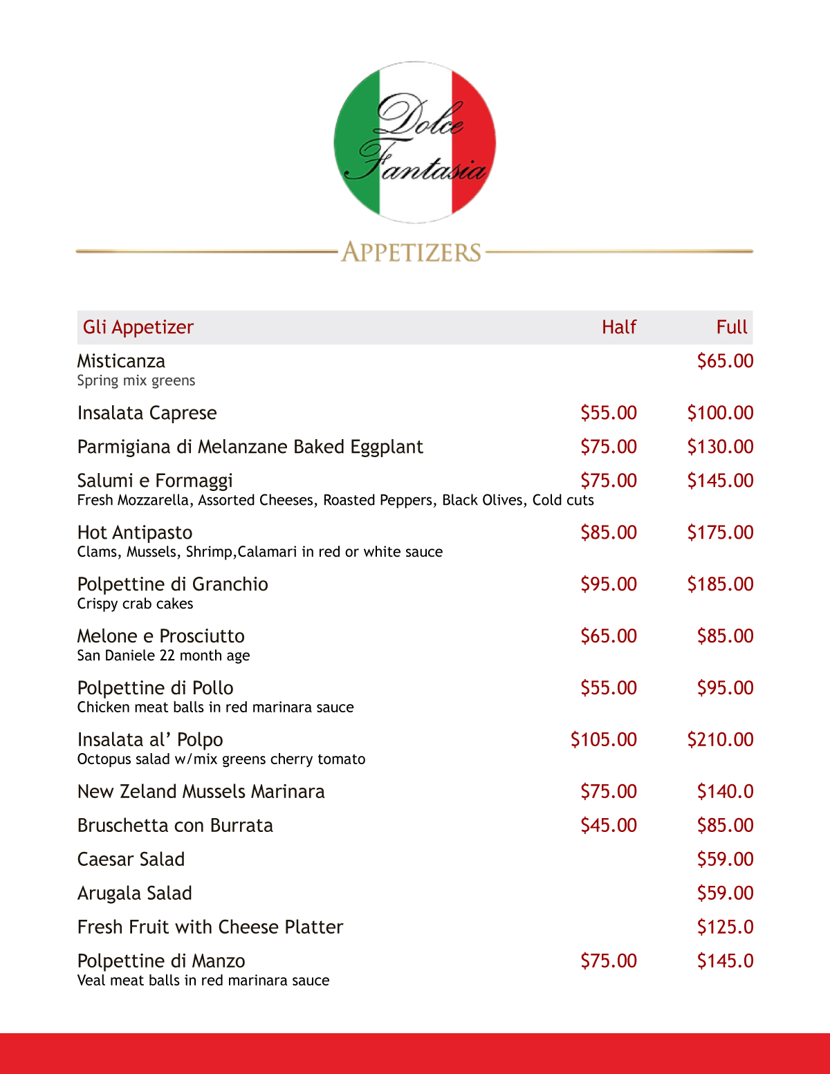  Catering Menu